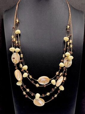 Coldwater Creek Gold and Cream Layered Necklace